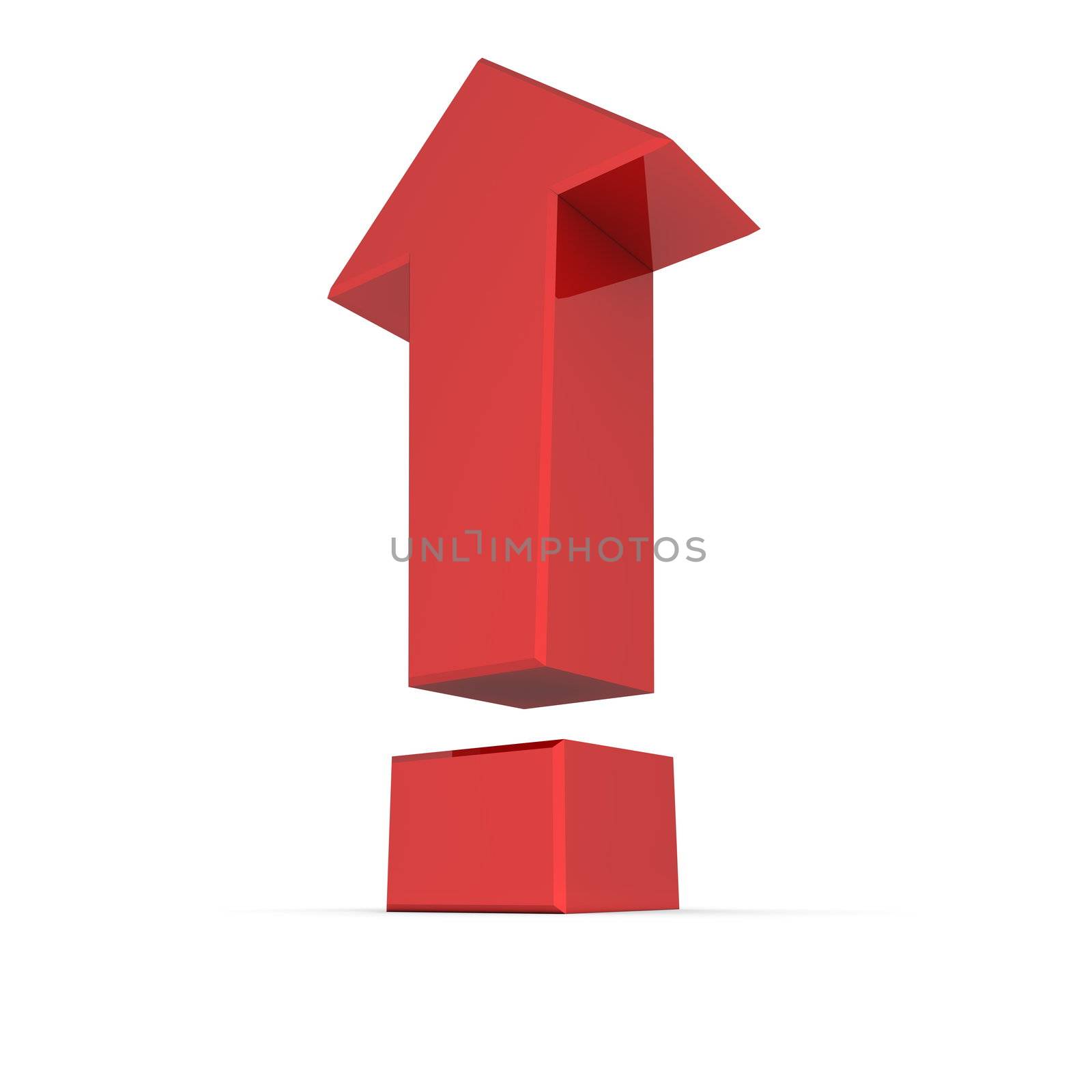 shiny red exclamation mark with an arrow pointing up