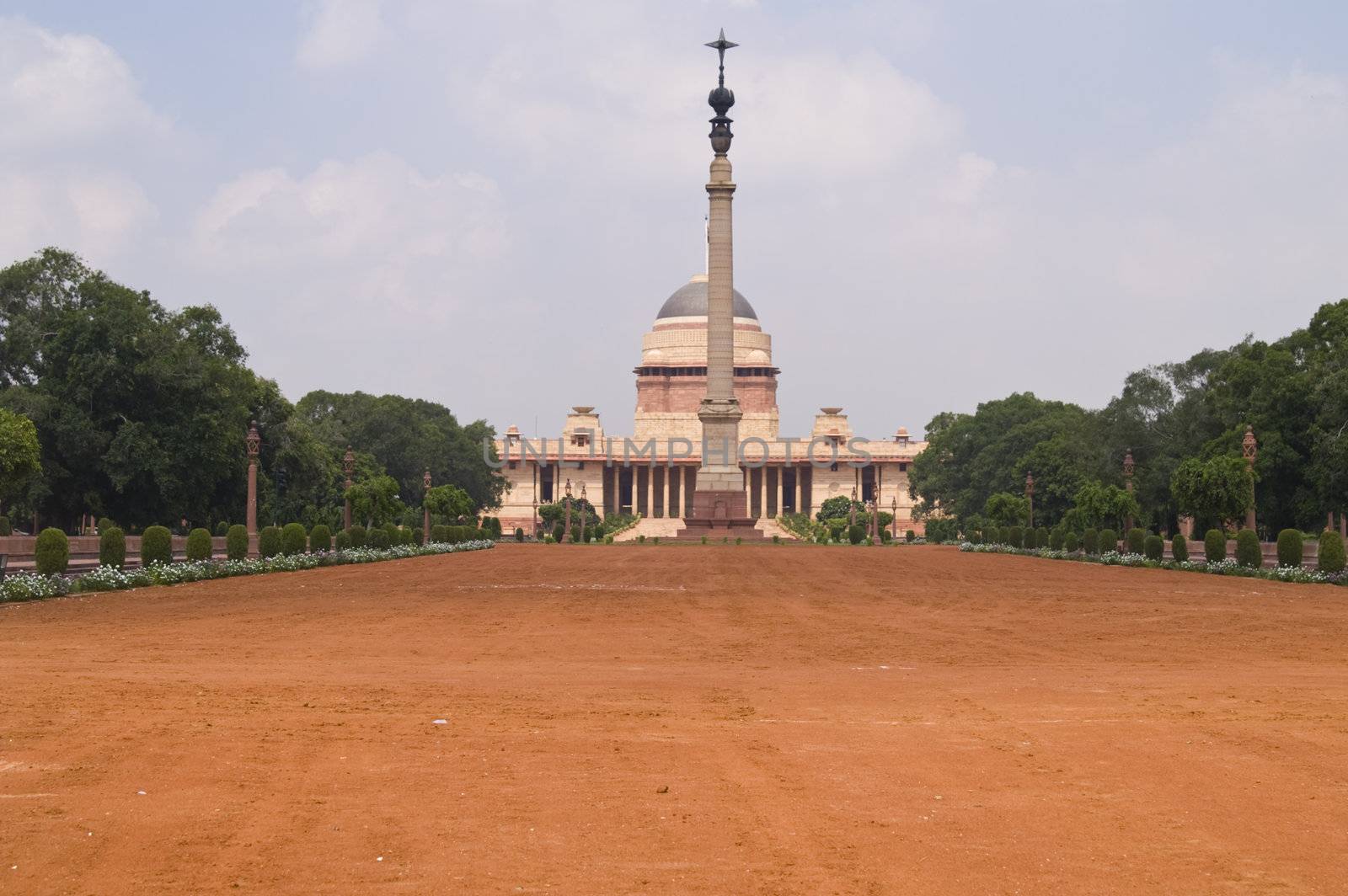 Rashtrapati Bhavan (former Viceroy's House when Indian was under British rule). Large imperial building in New Delhi.