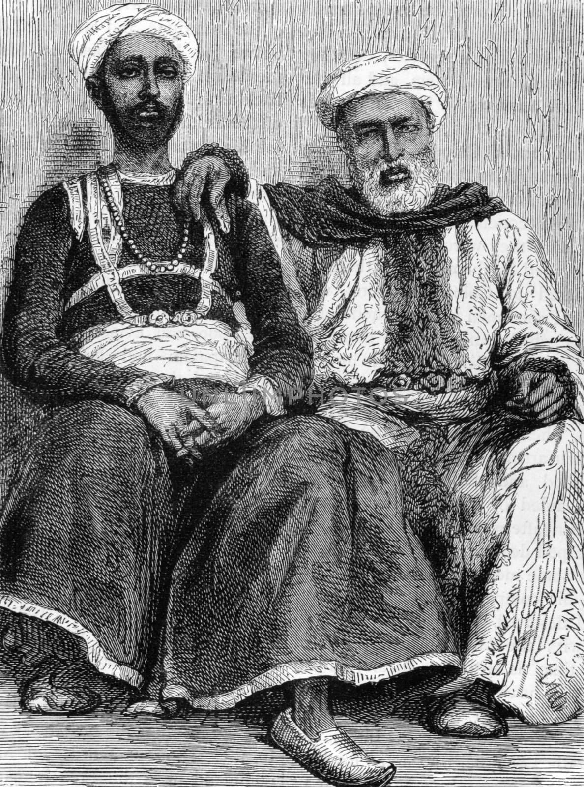 Natives from Hyderabad on engraving from 1800s.