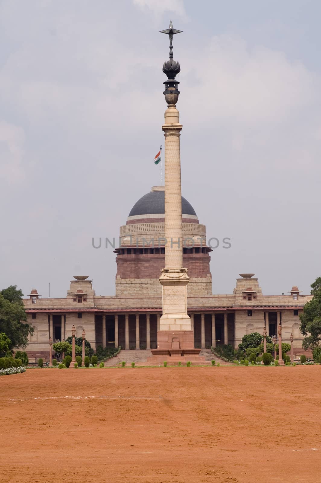Rashtrapati Bhavan (former Viceroy's House when Indian was under British rule). Large imperial building in New Delhi.