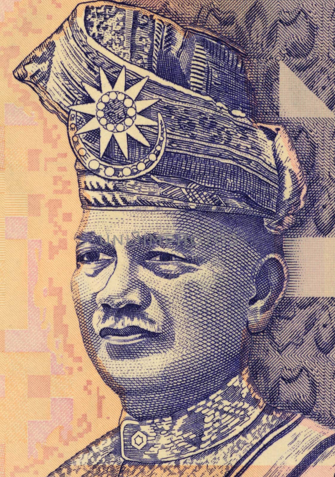 Tunku Abdul Rahman (1903-1990) on 2 Ringgit 1996 banknote from Malaysia. Chief Minister of the Federation of Malaya from 1955 and the country's first Prime Minister from independence in 1957.
