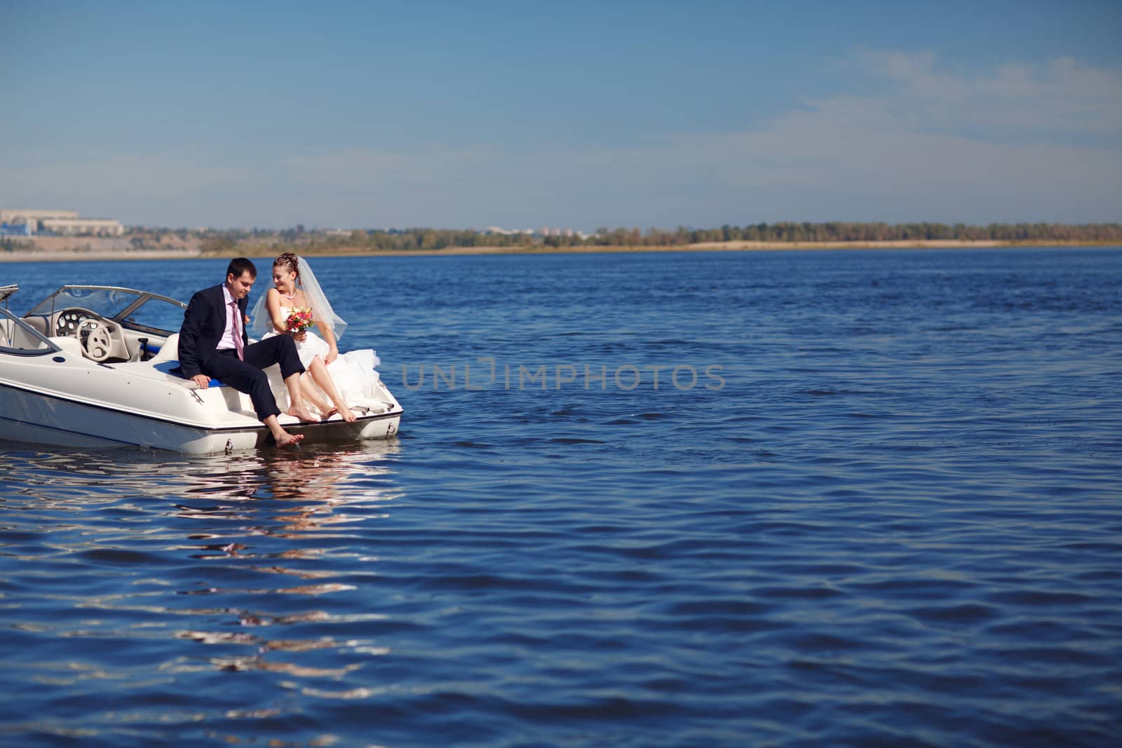 happy couple on the yacht