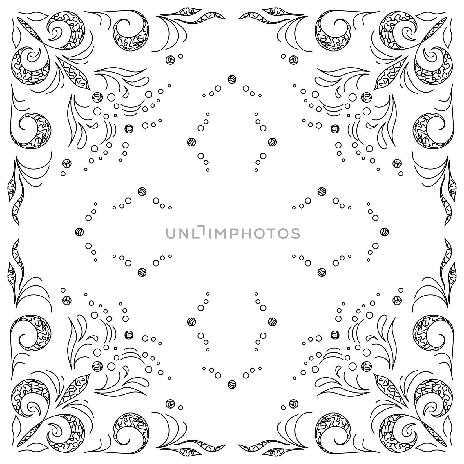Abstract vector background with graphic outline floral pattern