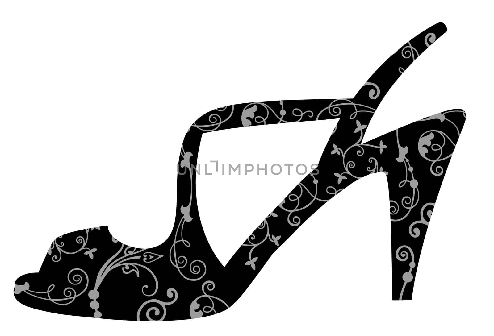 Illustration of an ornate decorated shoe