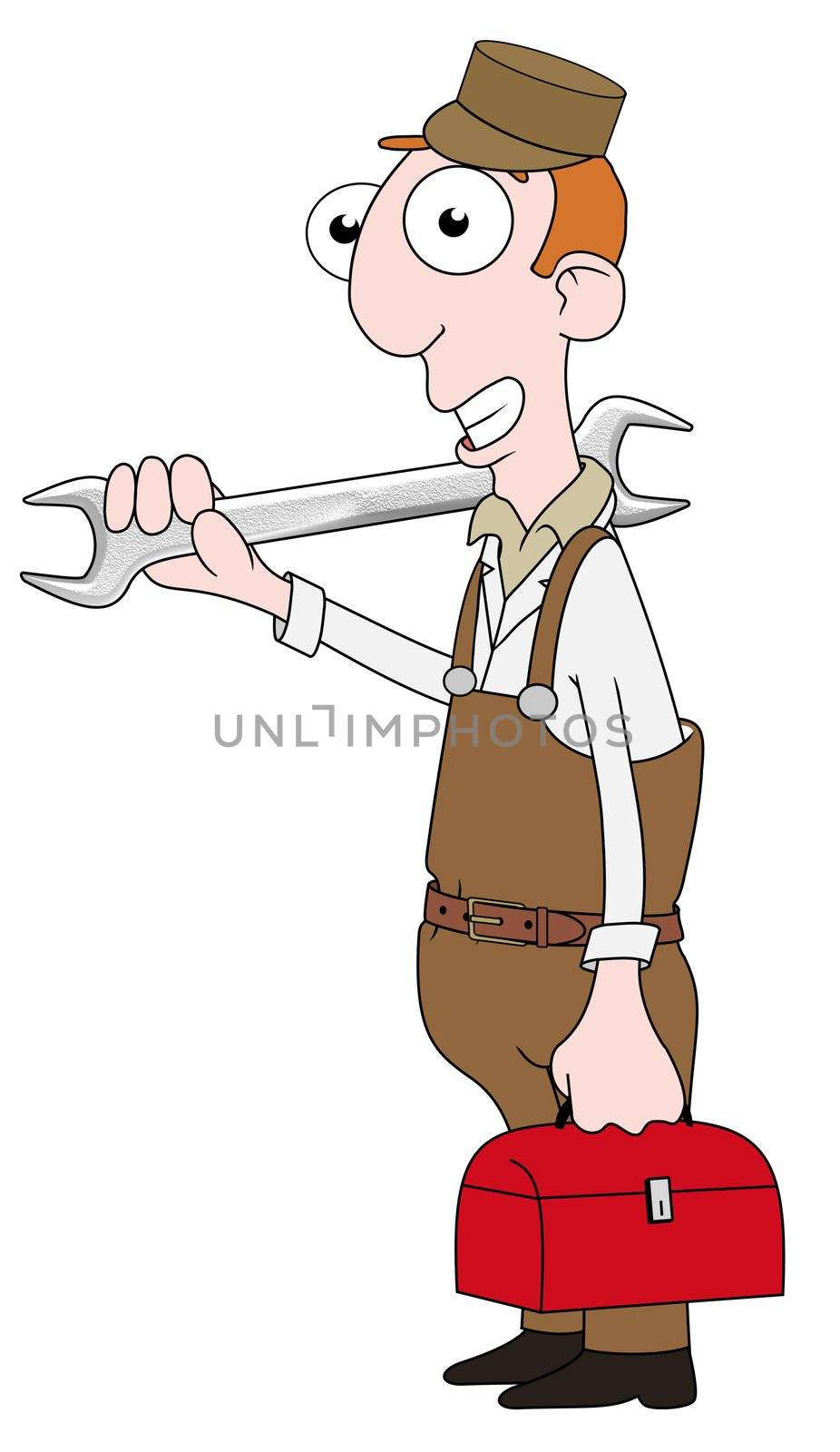 Isolated cartoon Handyman character
