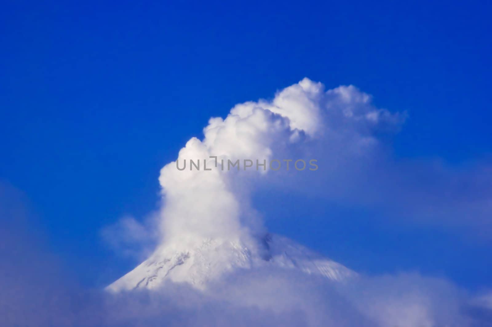 Volcano in a winter season on Kamchatka in Russia