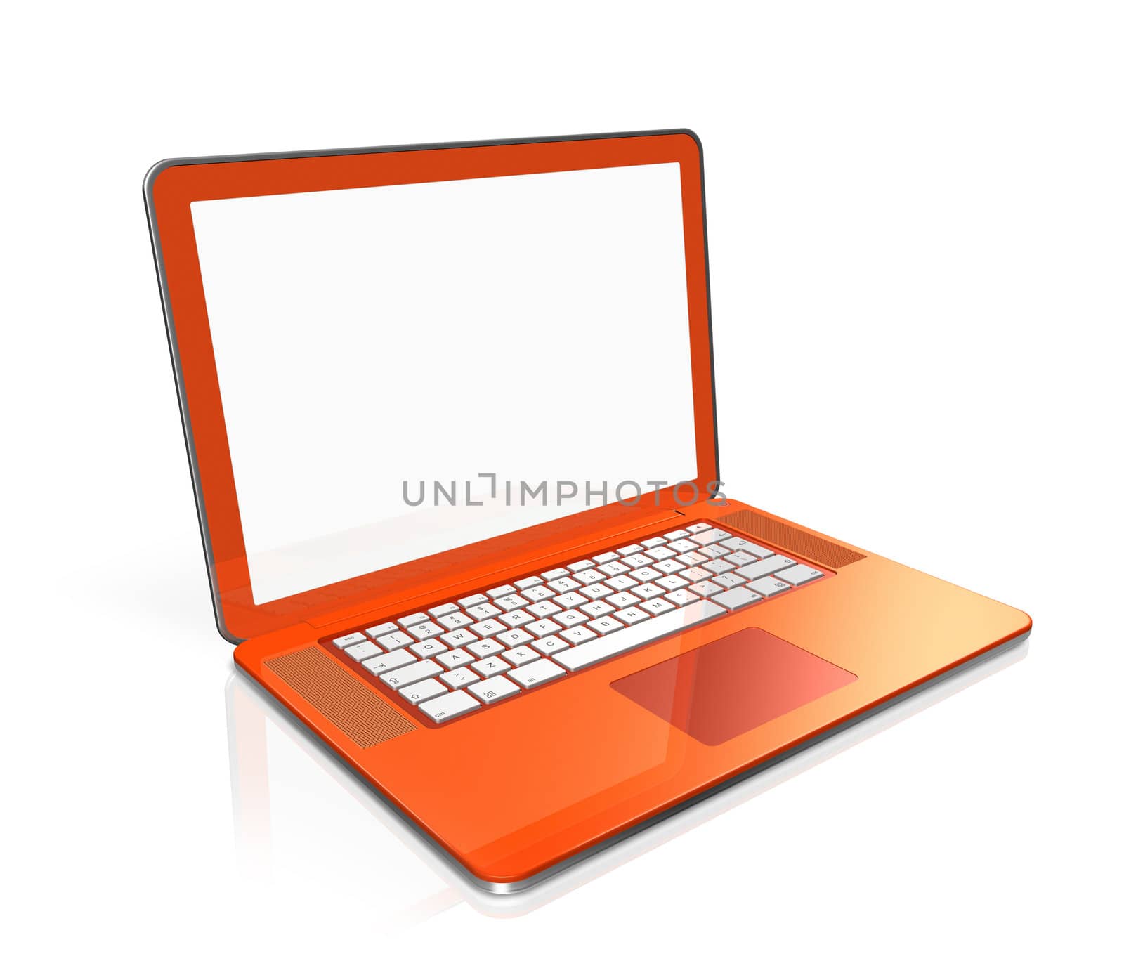 orange Laptop computer isolated on white by daboost