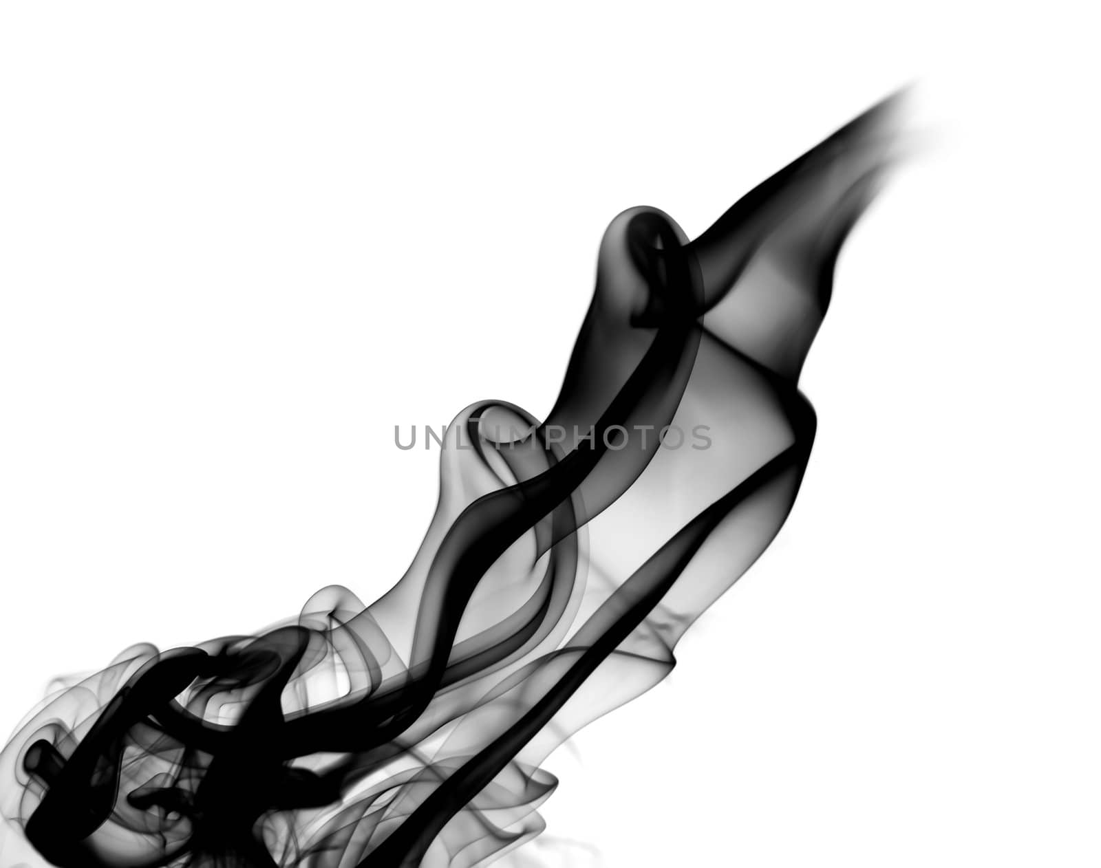 Abstract black smoke pattern over the white background