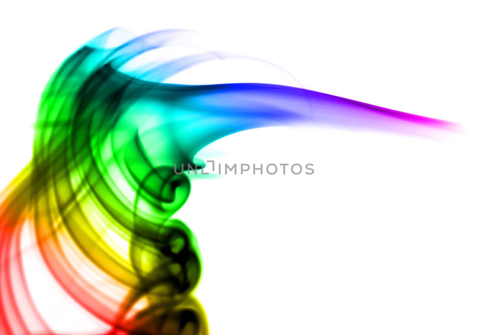 Abstract colorful puff of smoke over white background