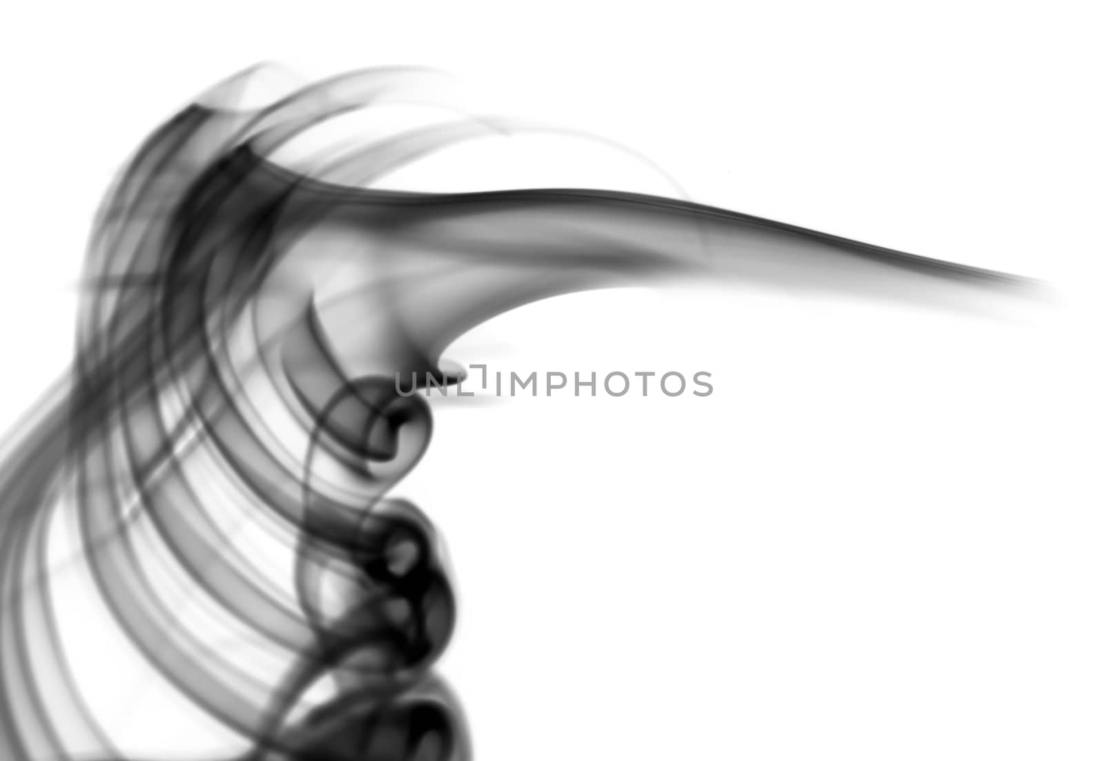 Black smoke Abstract shapes over the white background