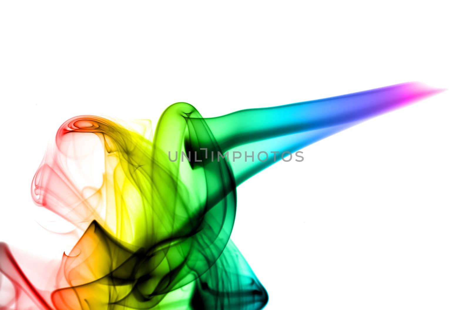 Gradient colored fume abstraction over white background