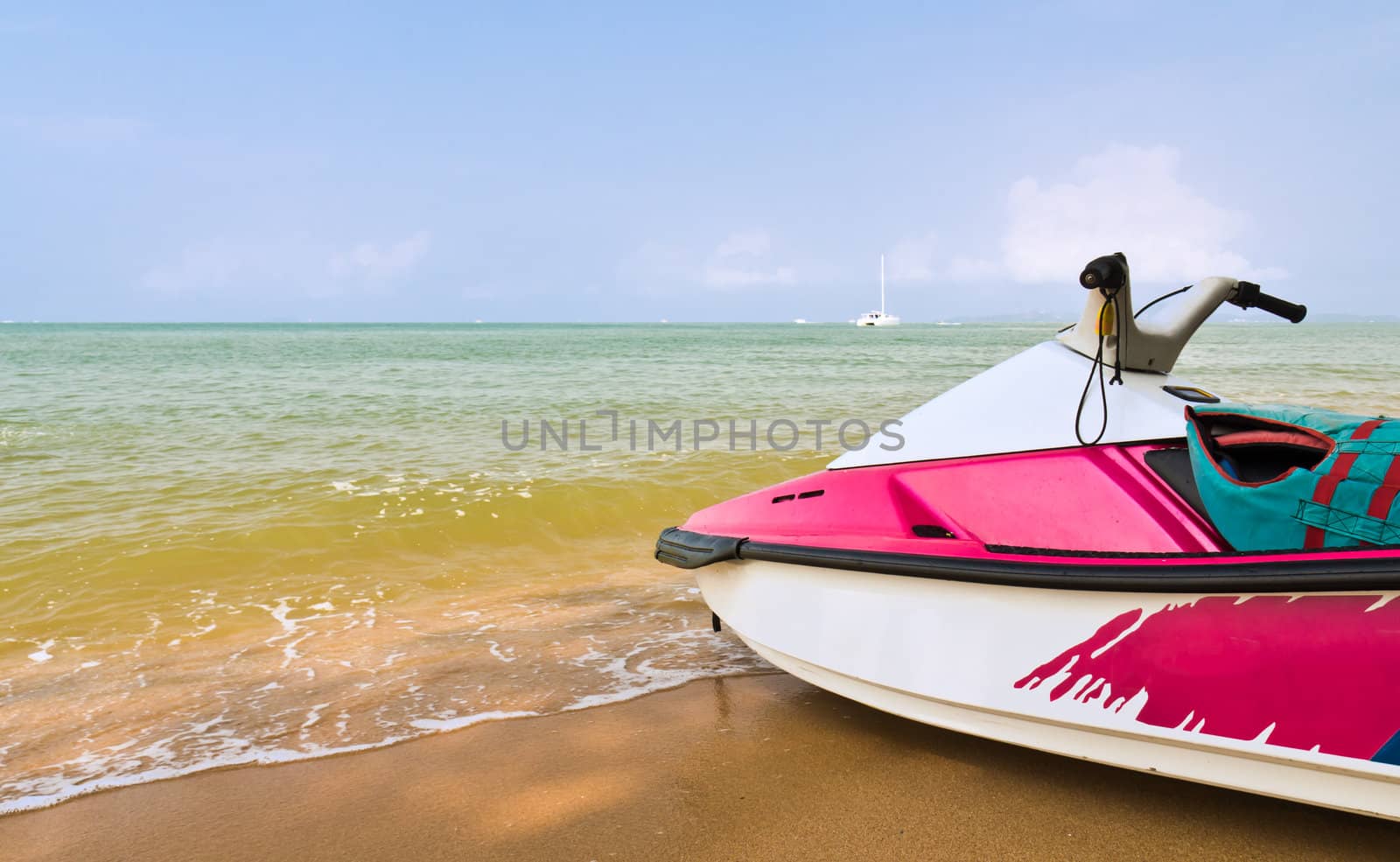 Water scooters on the beach