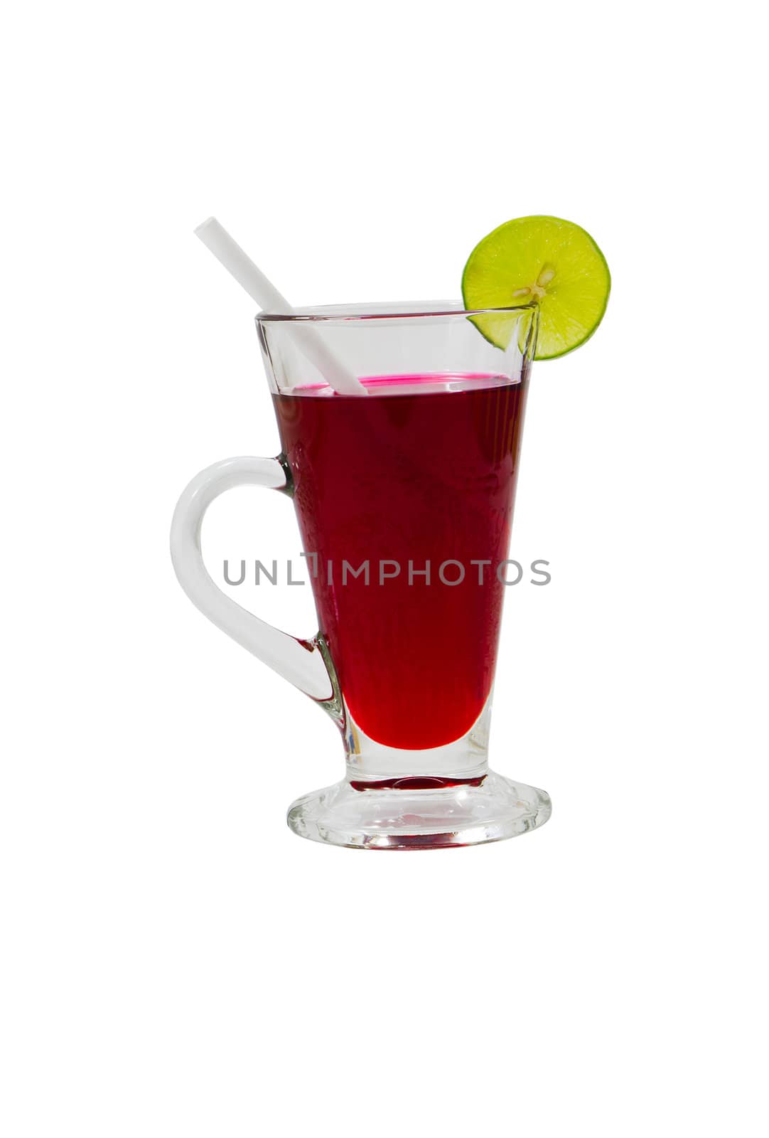 Wine-glass with a lime isolated on a white background