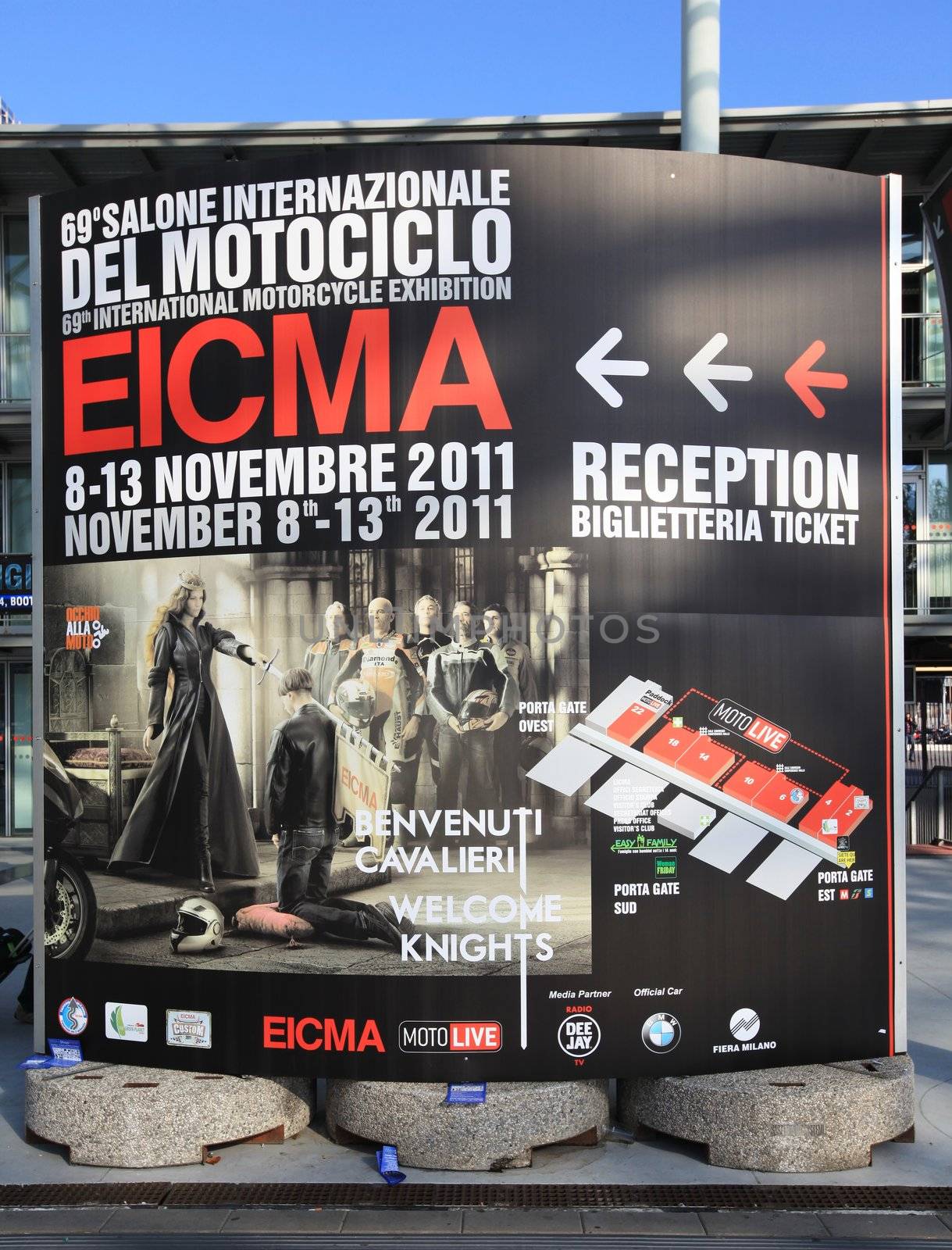 Entering EICMA 2011, International Motorcycle Exhibition in Milan, Italy