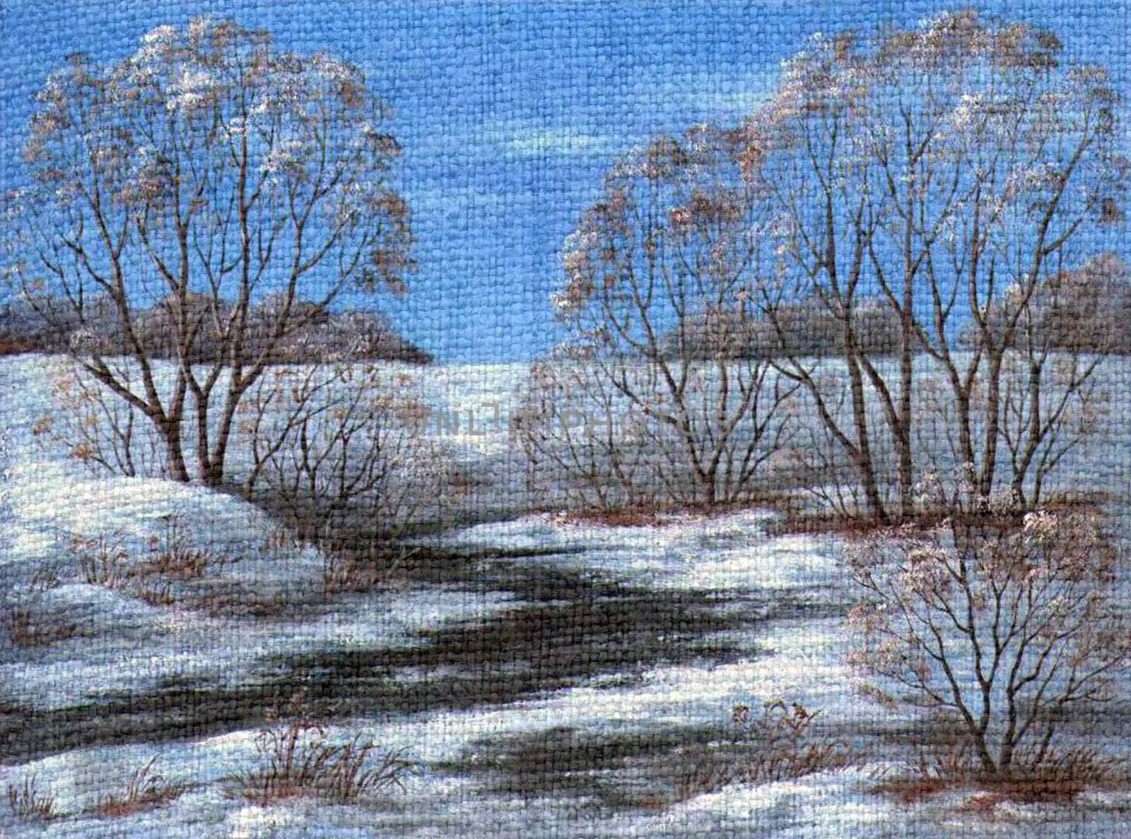 Landscape, winter river by alexcoolok