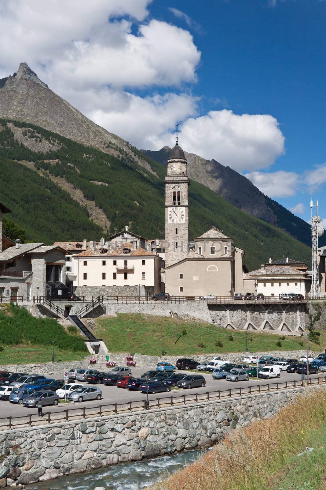 summer view of Cogne, small town in Aosta Valley, Italy