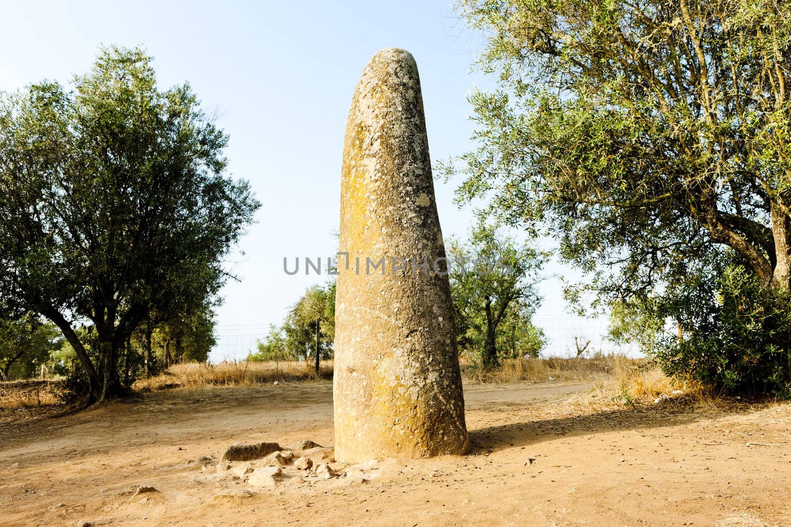 menhir in Almendres near Evora, Alentejo, Portugal