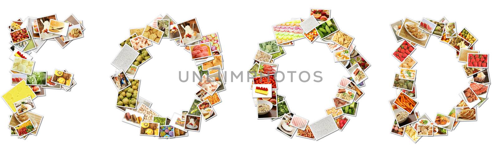 Food Menu Collage in Letters of Alphabet