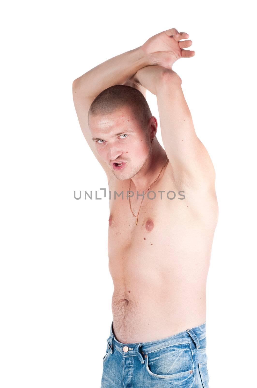 Studio shot of man isolated on white