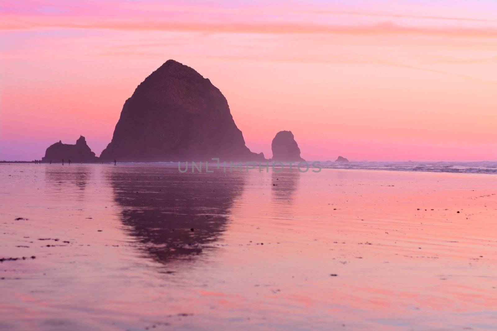 Beautiful sunset at Haystack Rock, Cannon Beach, Oregon