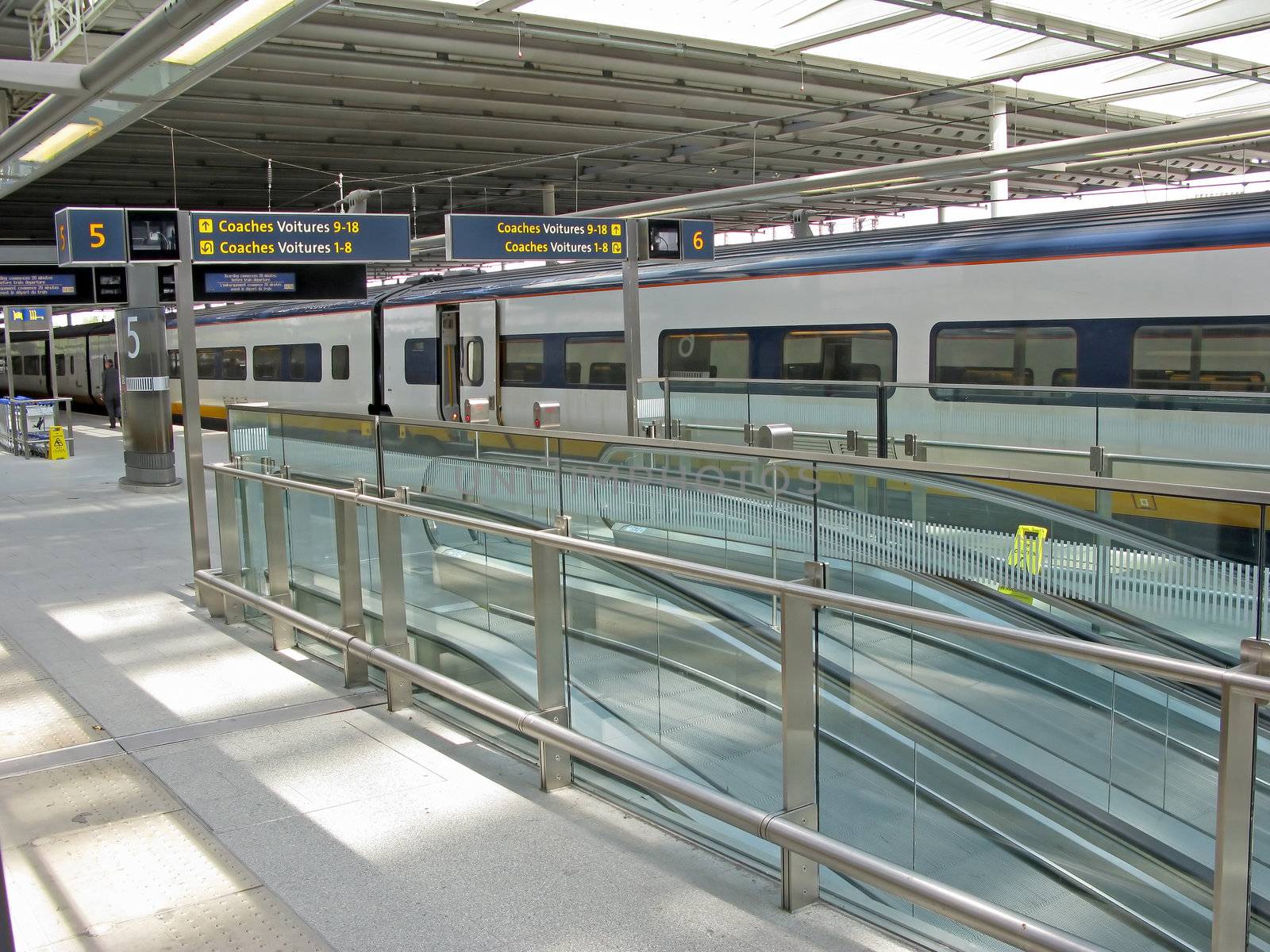 A platform at a British train station.