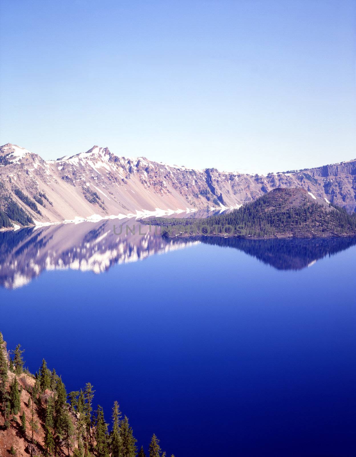 Crater Lake with Wizard Island in Oregon