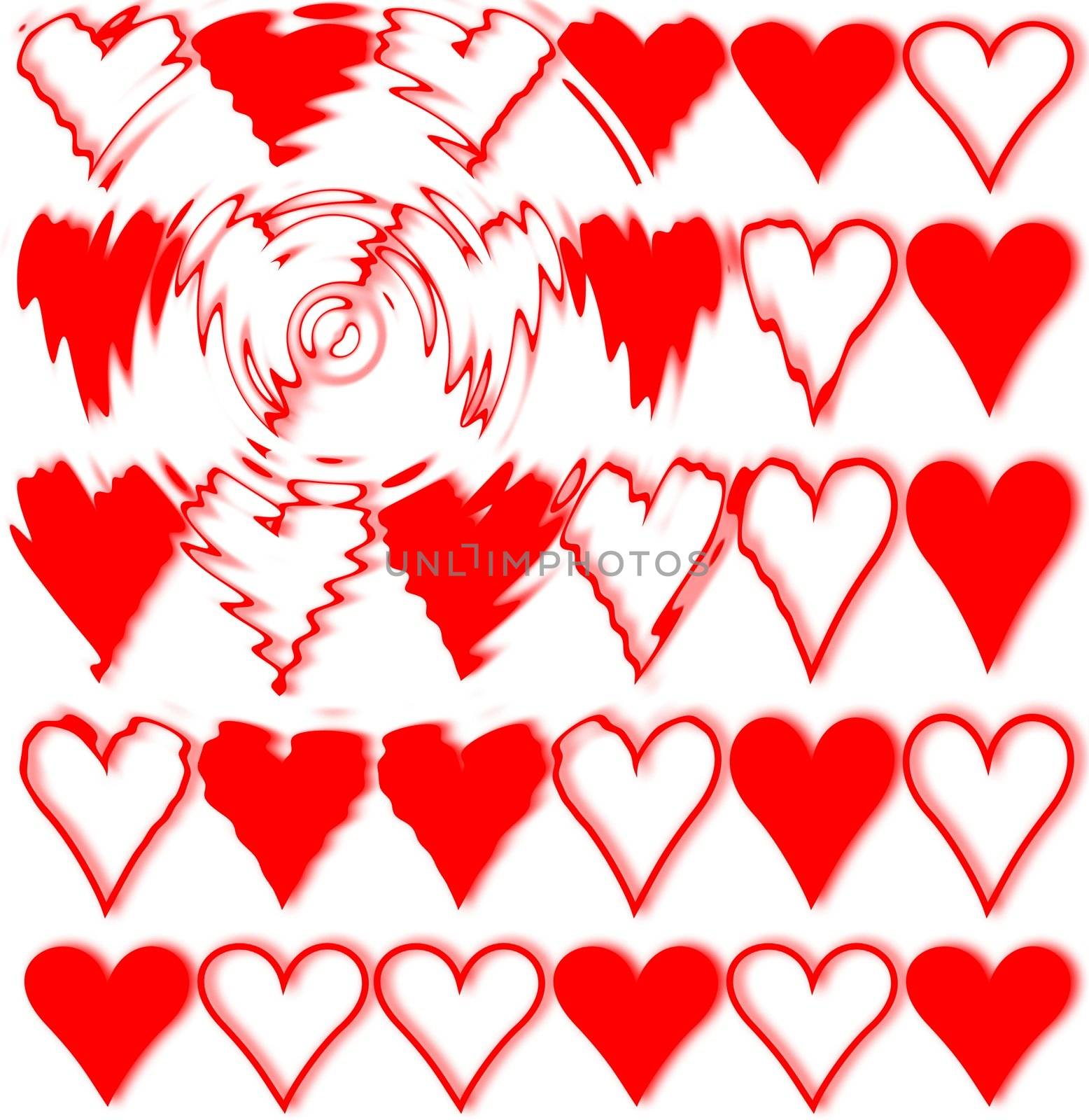 Red and white hearts