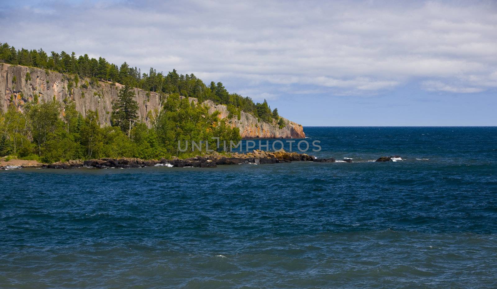 Shovel point and blue water along the North Shore of Lake Superior