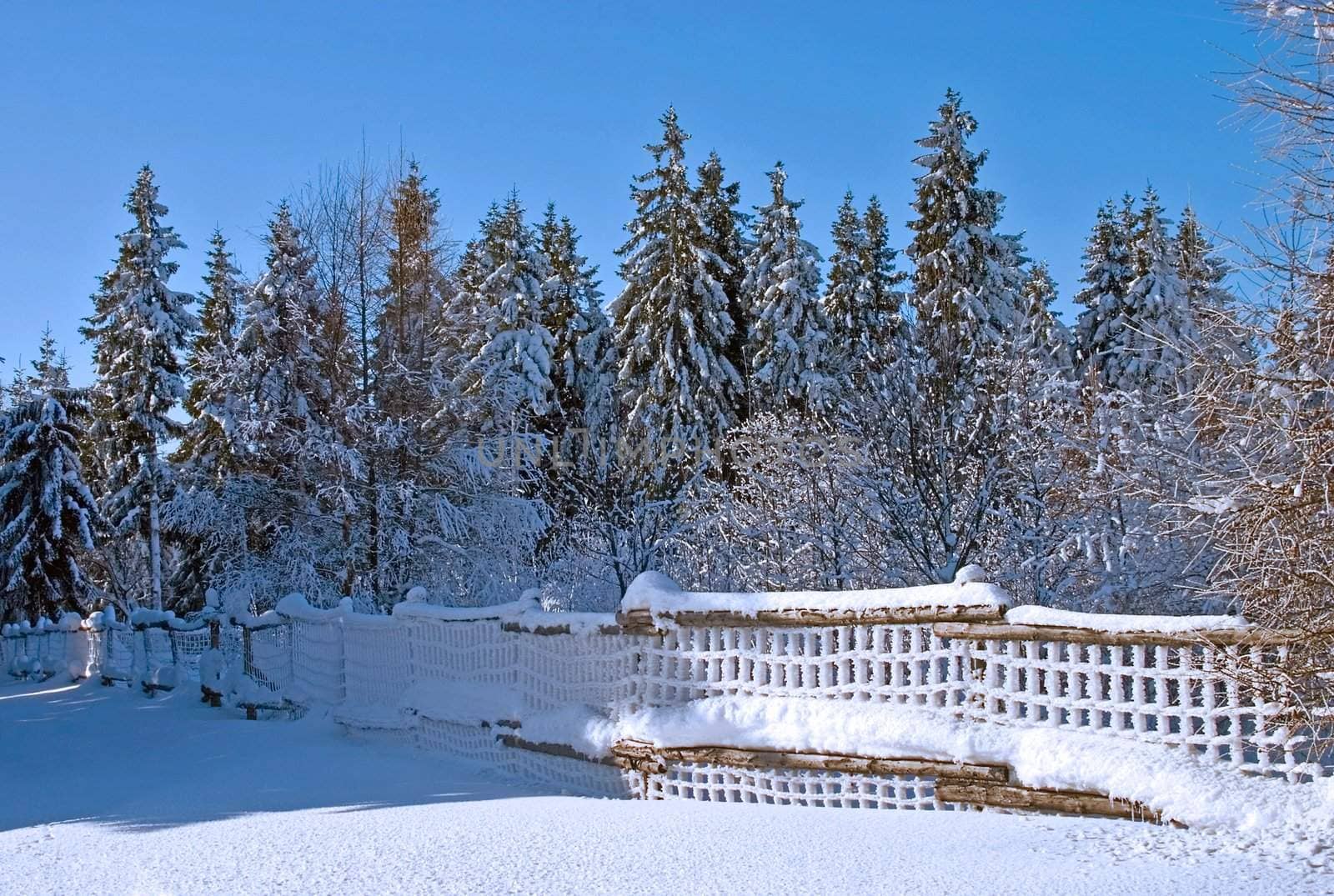 winter landscape with snow fence by zhu_zhu