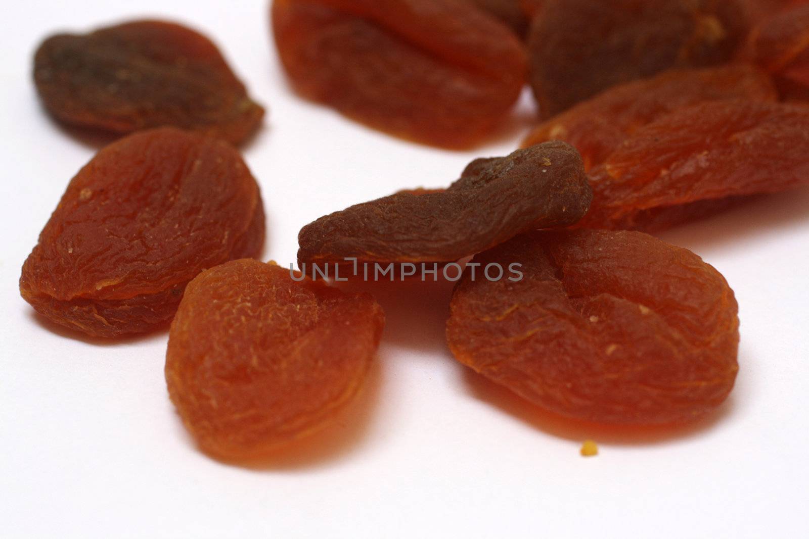detail of a bunch of dried apricots