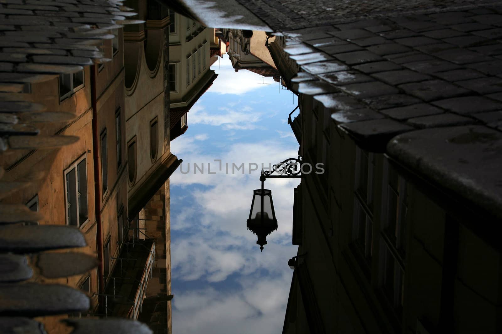 reflection of the street lamp