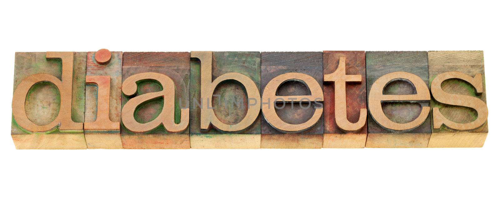diabetes - word in letterpress type by PixelsAway