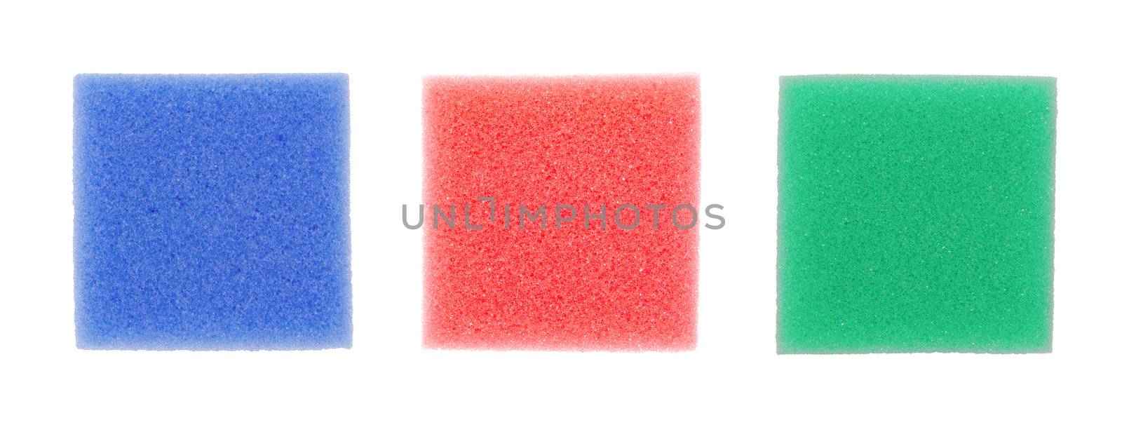 colorful sponges on white