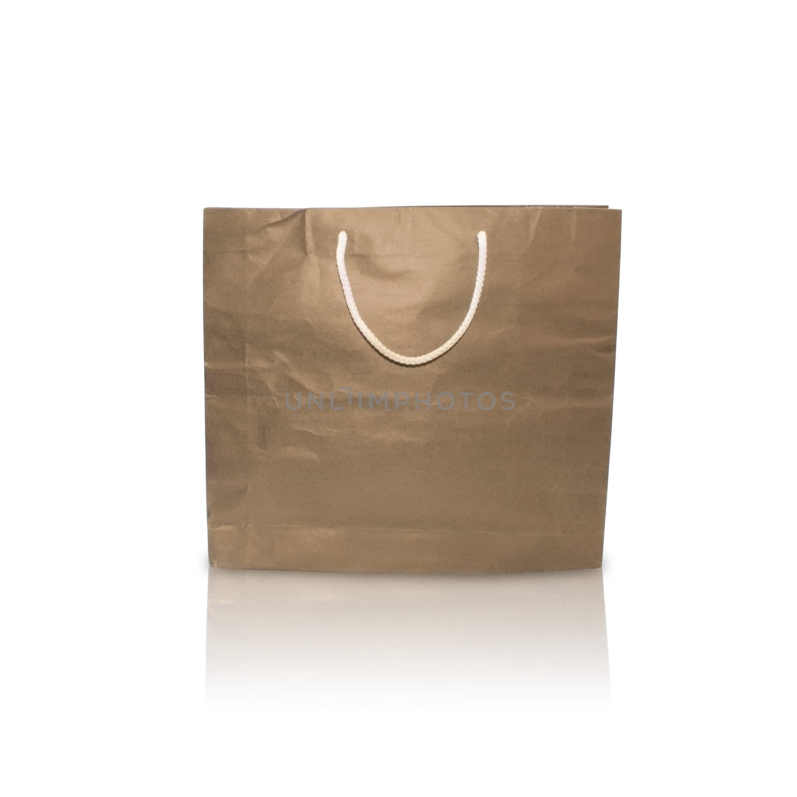 Brown paper bag on white background