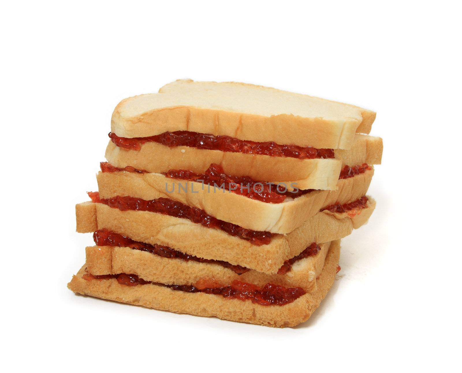 Slices of bread with strawberry jam