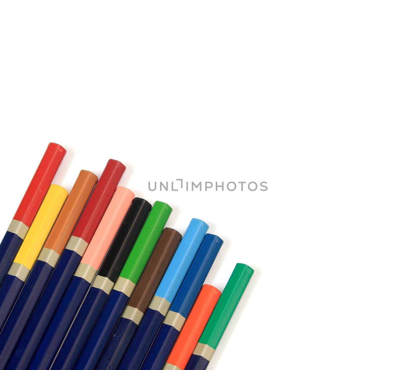 Color pencils isolated on white background