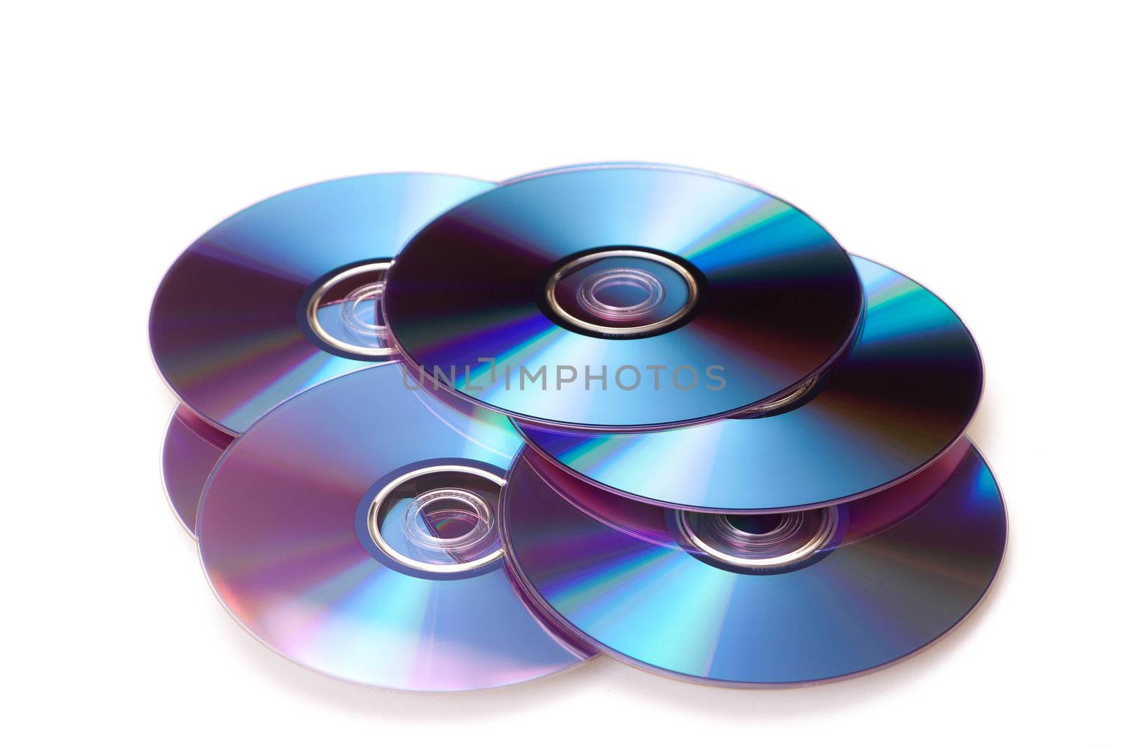 photo of dvds on white background