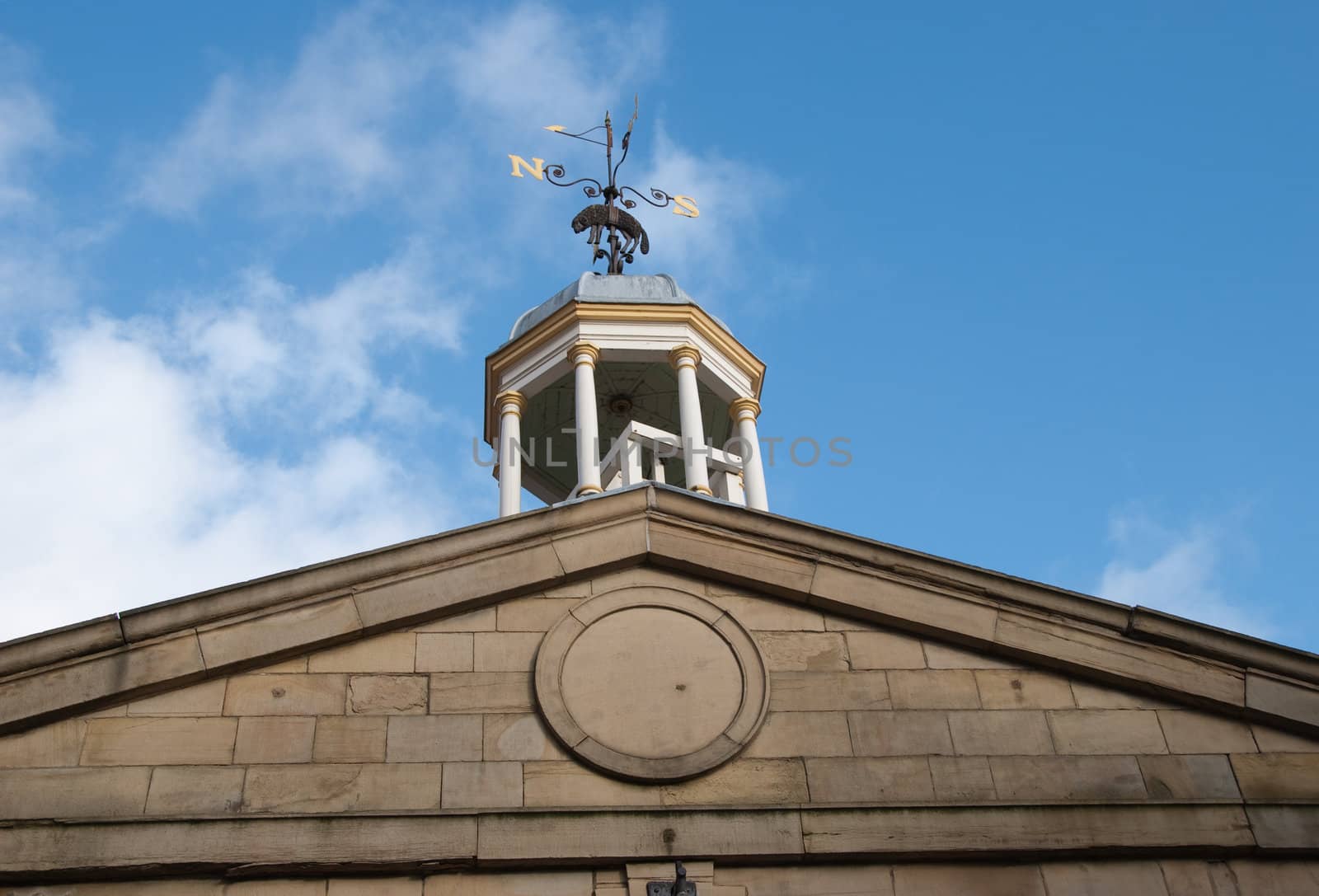 Cupola and Weathervane on top of the entrance to Halifax Piece Hall