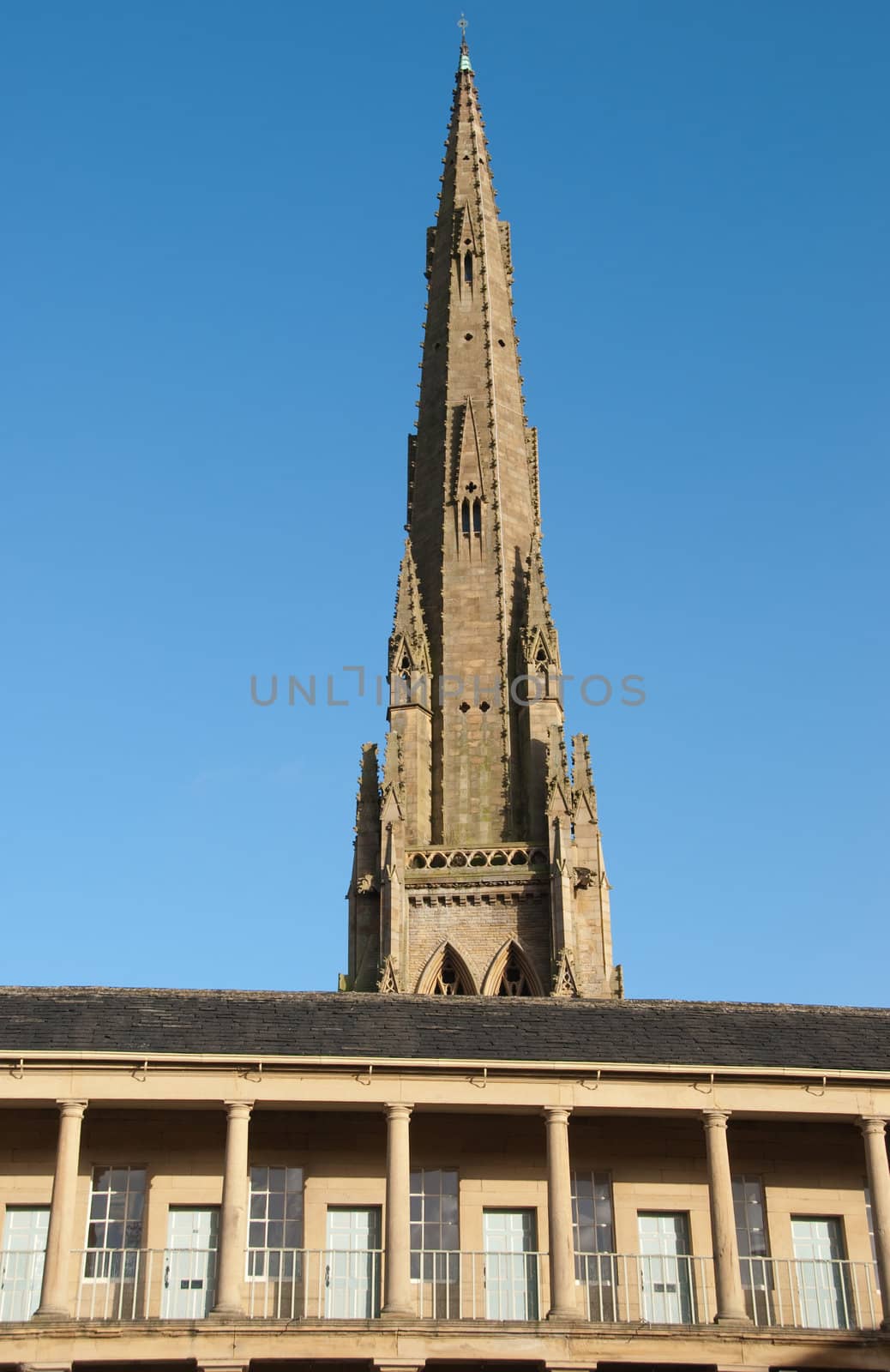 The Tower of Square Church from Halifax Piece Hall
