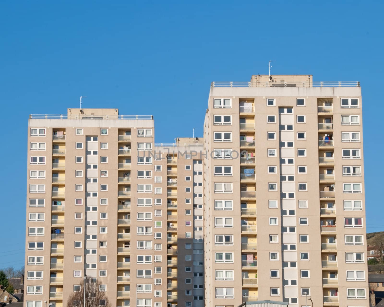Council Apartment Blocks against a Blue Sky