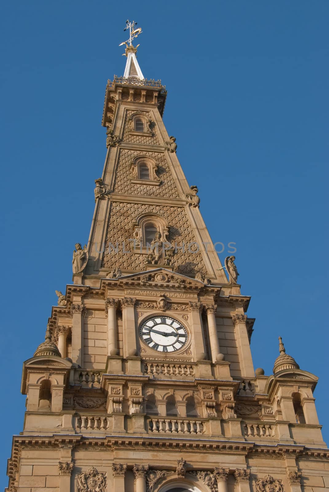 Tower of Halifax Town Hall a classic Victorian Building in Halifax Yorkshire