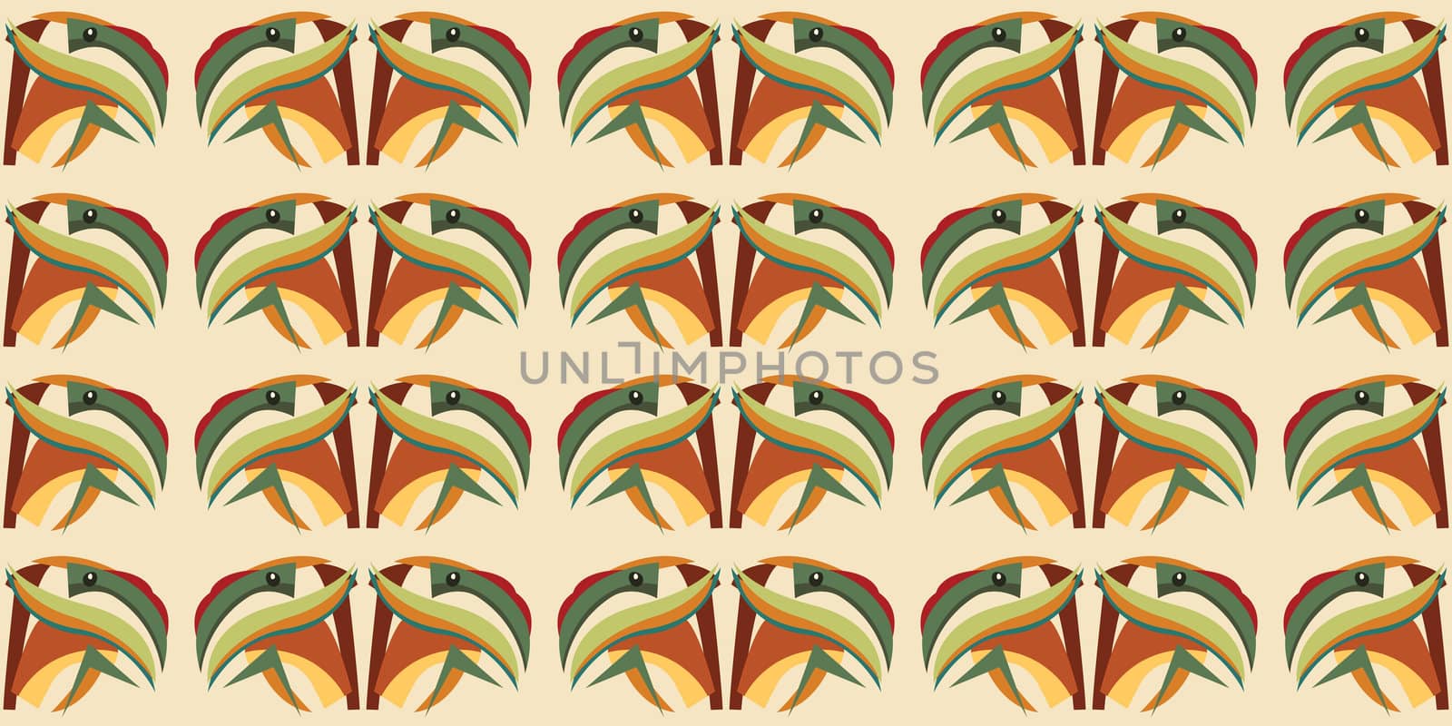 Seamless abstract wallpaper background pattern of a tropical parrot head