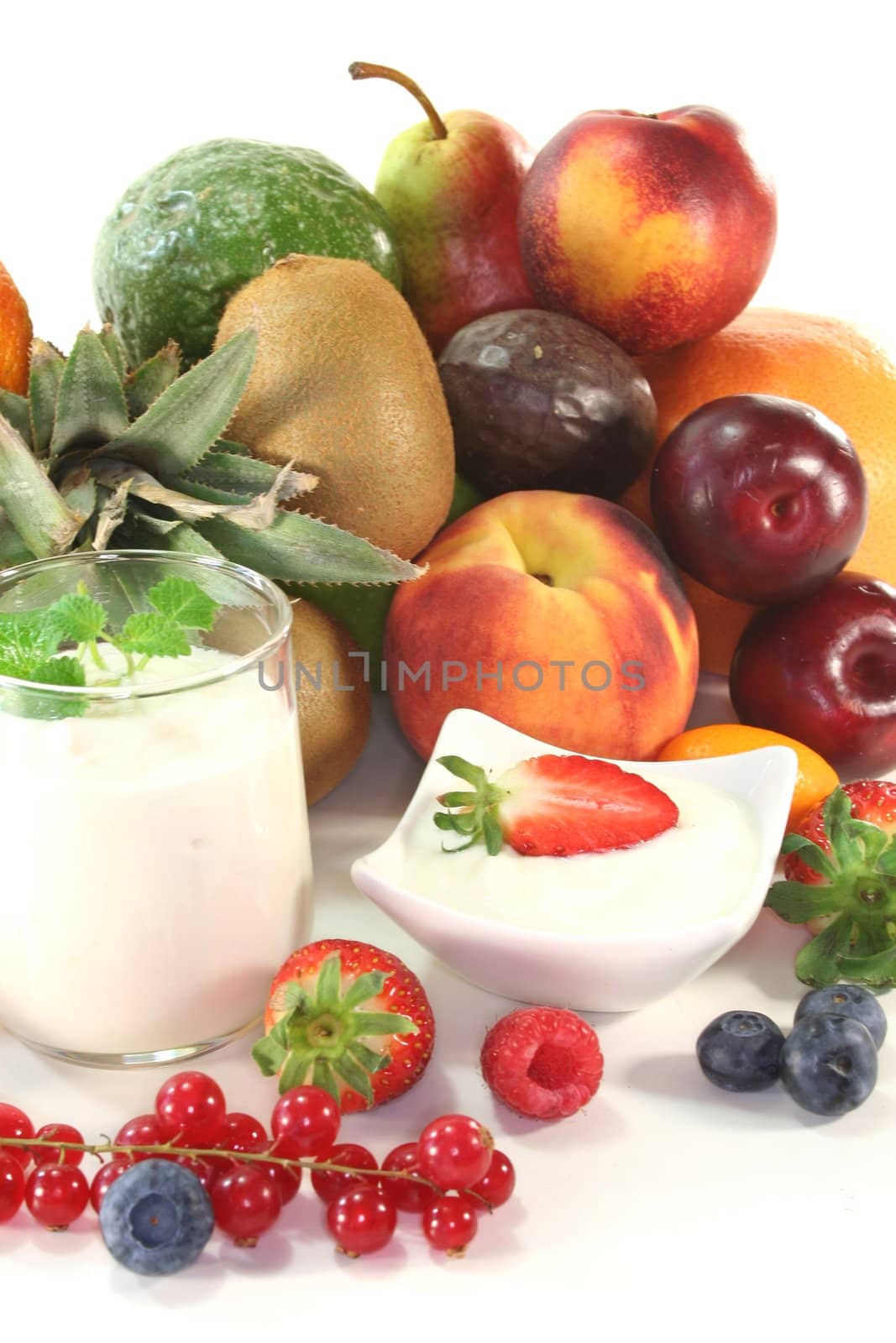 Fruit yogurt with native and exotic fruit and berries