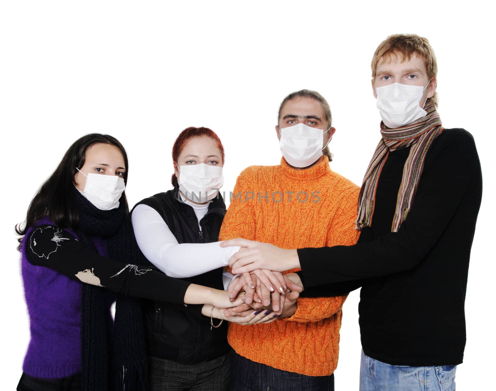 People in masks, ill flu by aptyp_kok