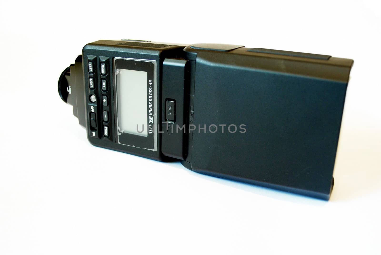 electronic flash on a white background