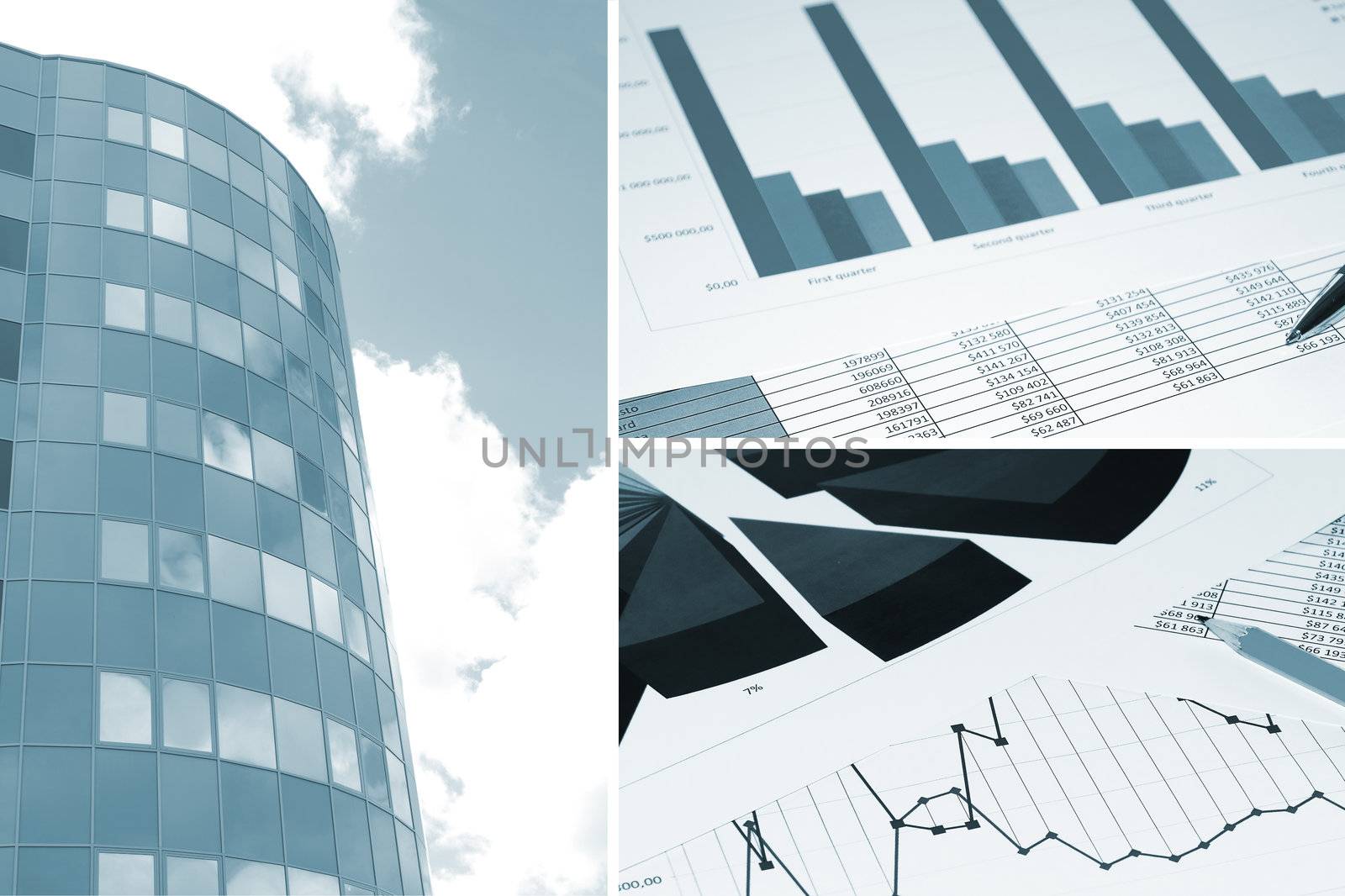 building and financial chart, business collage by adam121