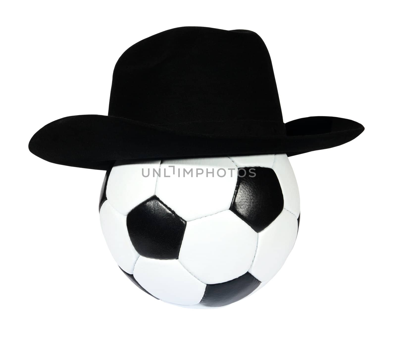 black and white Soccer ball in a black hat by aptyp_kok