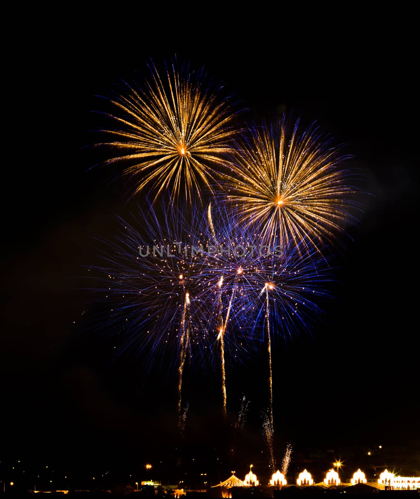 Firework streaks in the night sky
