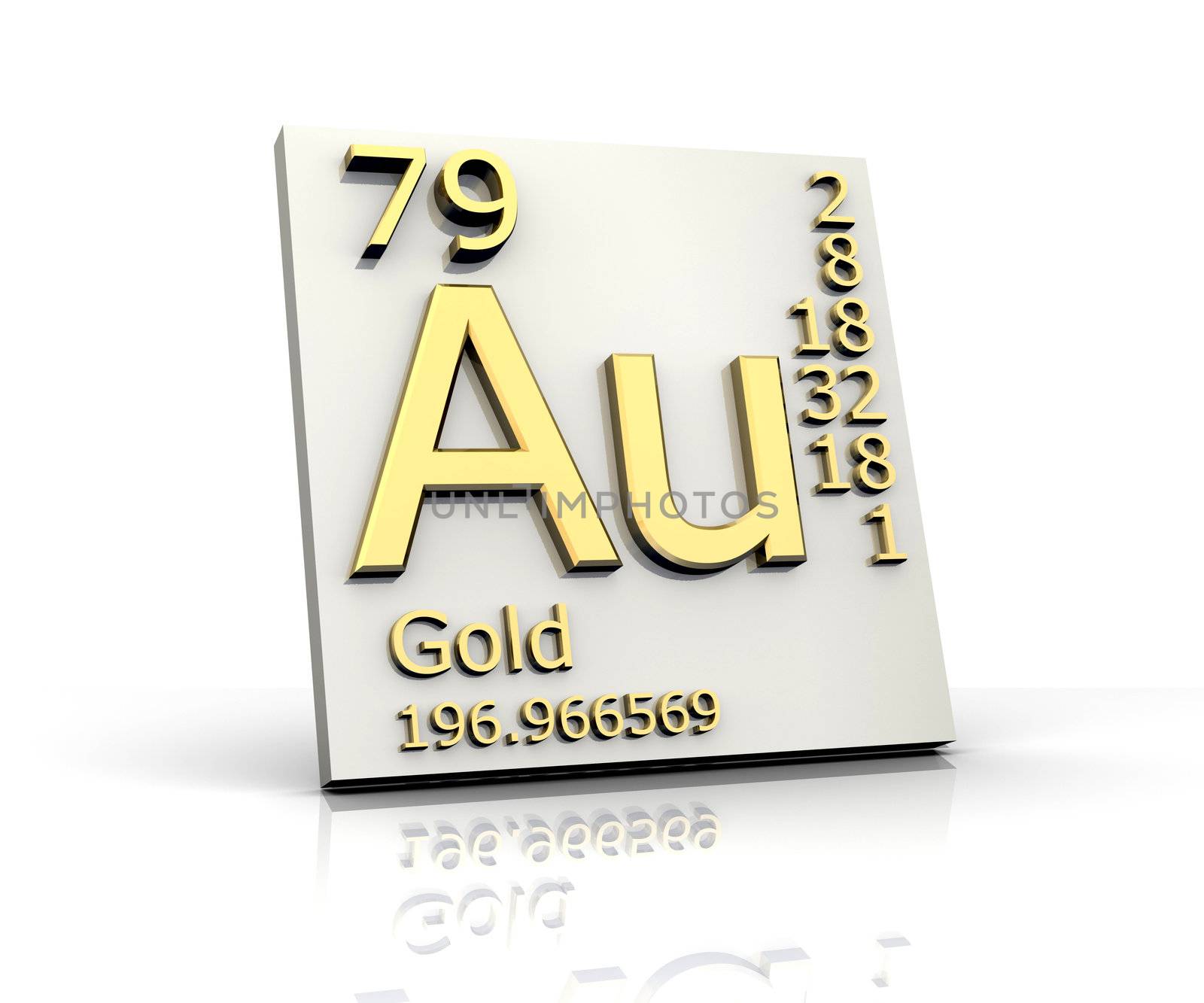 Gold form Periodic Table of Elements - 3d made