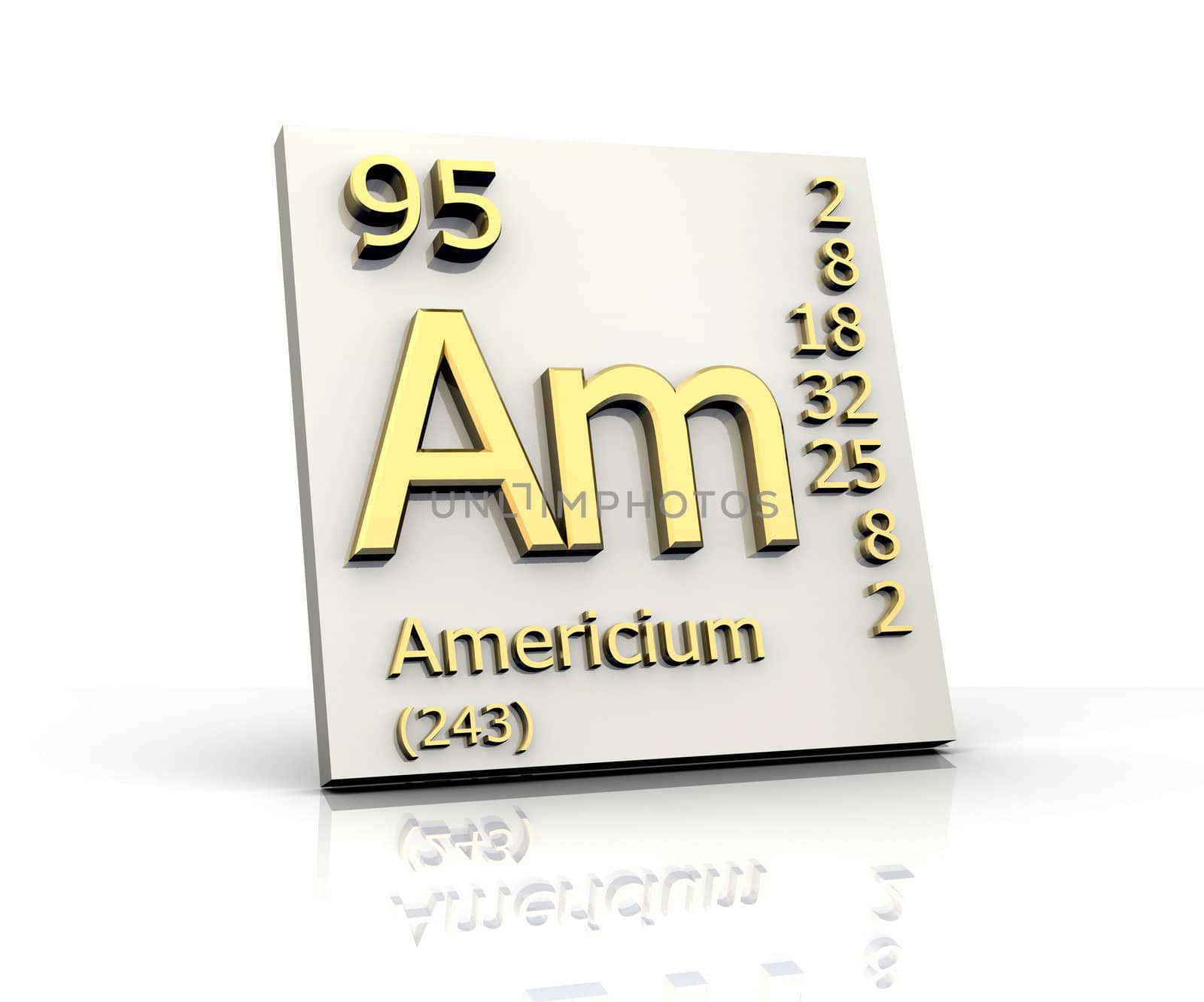 Americium form Periodic Table of Elements - 3d made